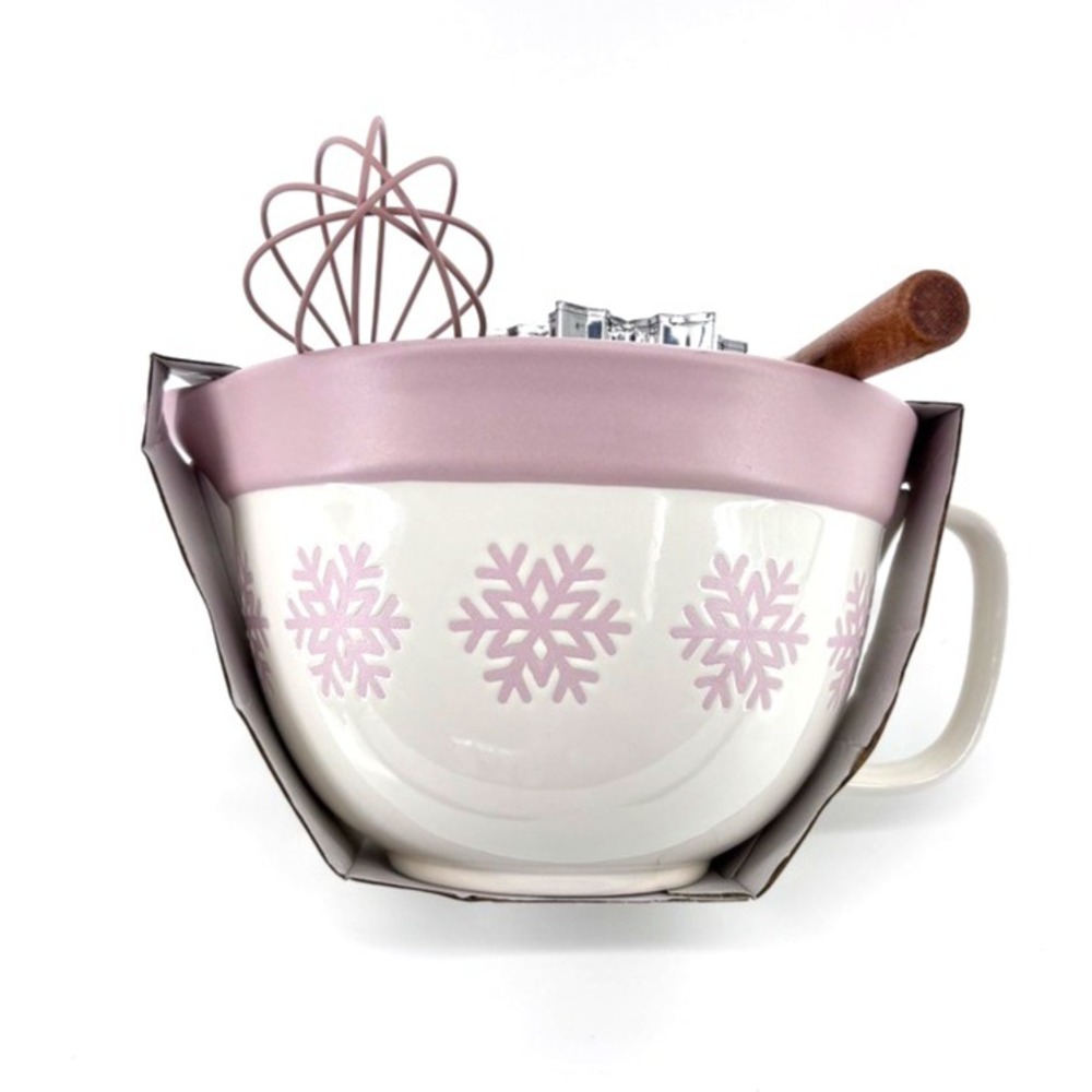 Bakeshop Christmas Themed Mixing Bowl Gift Set Festive Cottagecore Pastel NEW